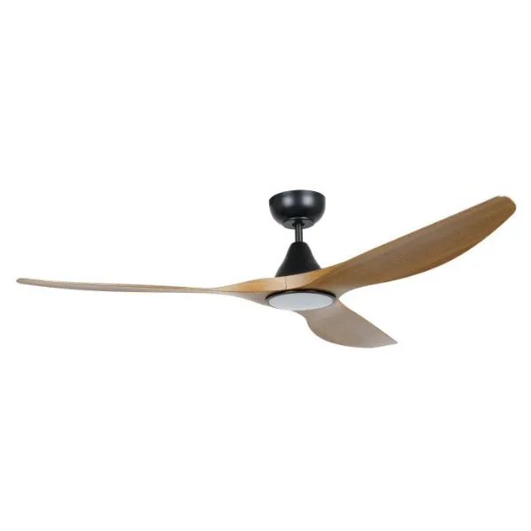 Eglo Surf 60in 152cm Ceiling Fan with 20W LED CCT Light - Black with Teak Finish