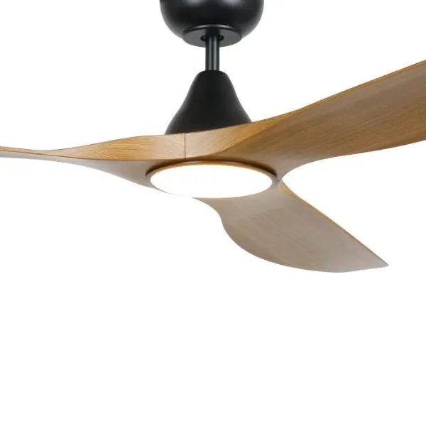 Eglo Surf 60in 152cm Ceiling Fan with 20W LED CCT Light - Black with Teak Finish