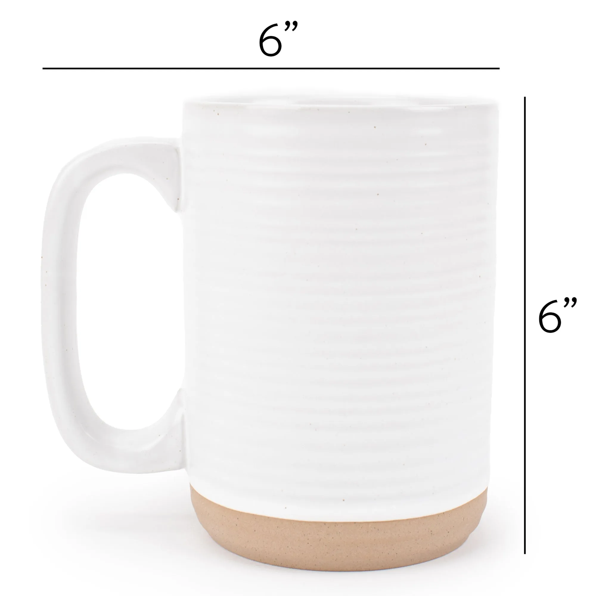 Elanze Designs Tall Ribbed Raw Clay Bottom White 16 ounce Ceramic Coffee Mugs Set of 4