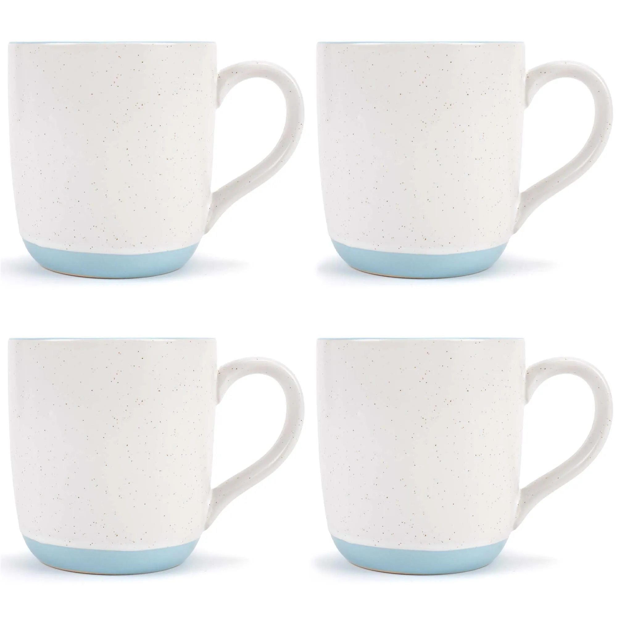 Elanze Designs Typewriter Speckled Pale Blue 13 ounce Ceramic Coffee Mugs Set of 4