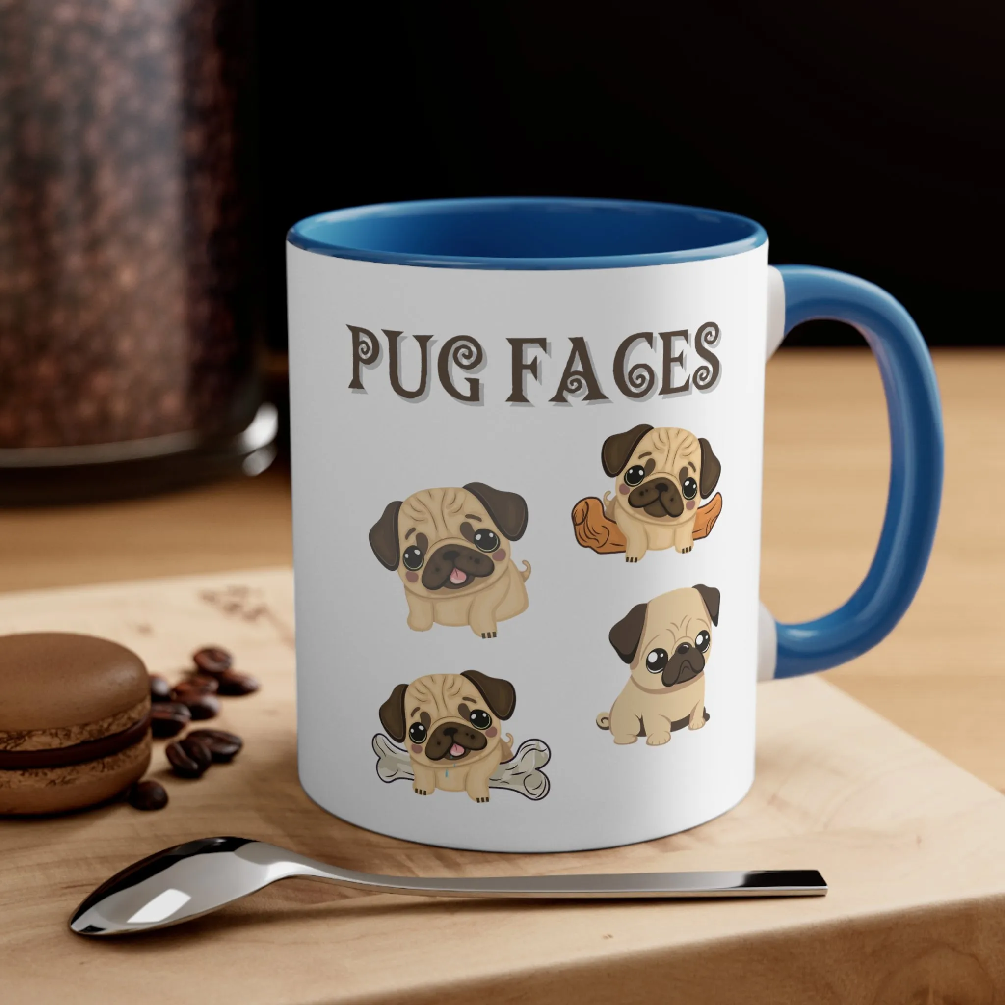 Enjoy this Custom Coffee Mug with Cute Pug Faces comes in  Multi-Colors 11 oz Gifts for Her, Dog lover gifts, dog mug