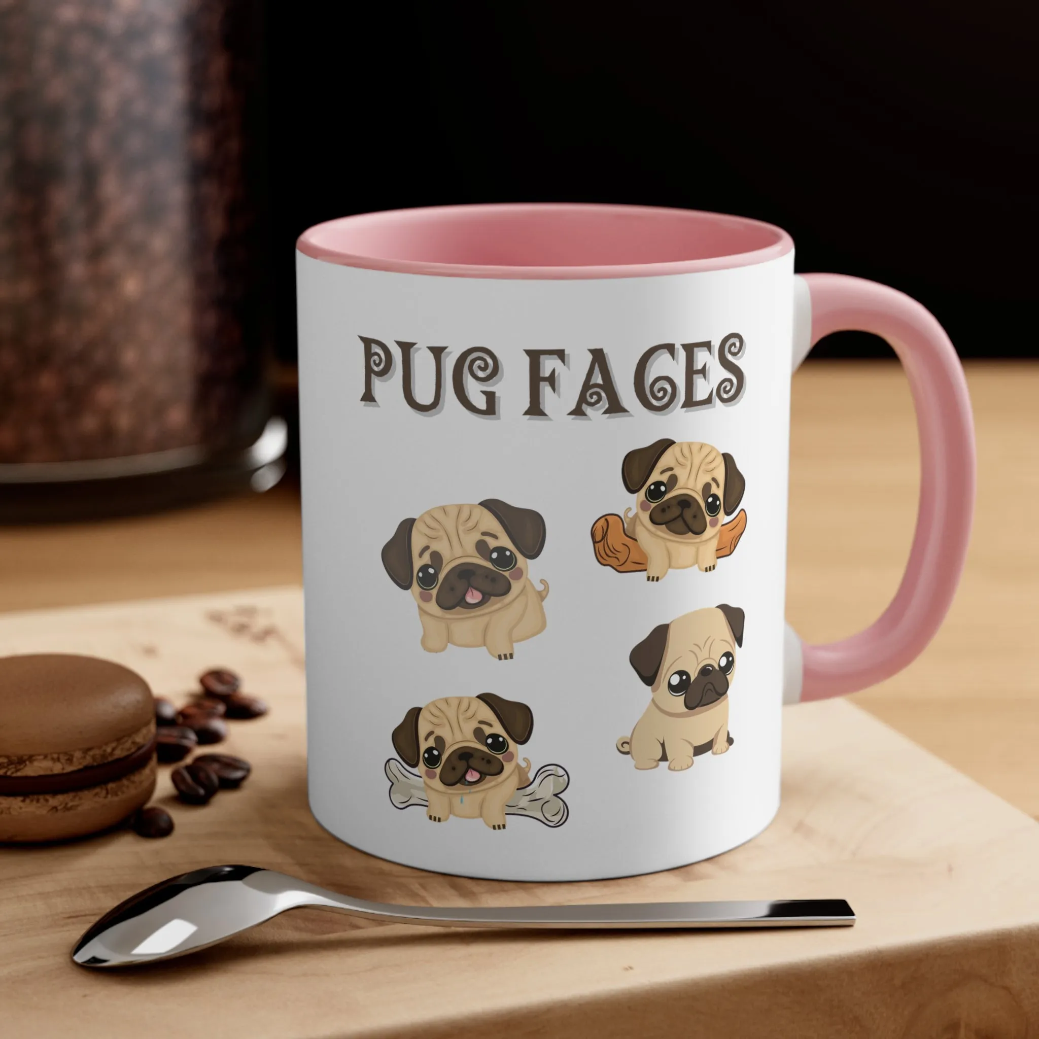 Enjoy this Custom Coffee Mug with Cute Pug Faces comes in  Multi-Colors 11 oz Gifts for Her, Dog lover gifts, dog mug