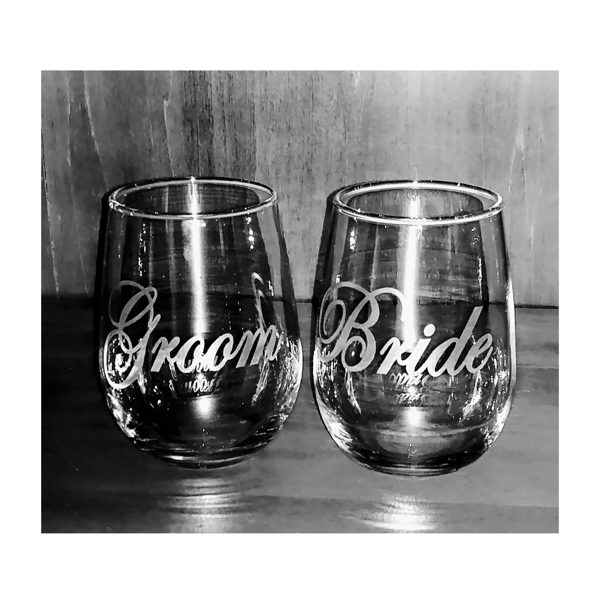 Etched Stemless Wine Glasses