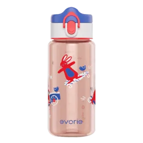 Evorie Tritan Kids Drinking Spout Water Bottle 380mL, Red Rabbit