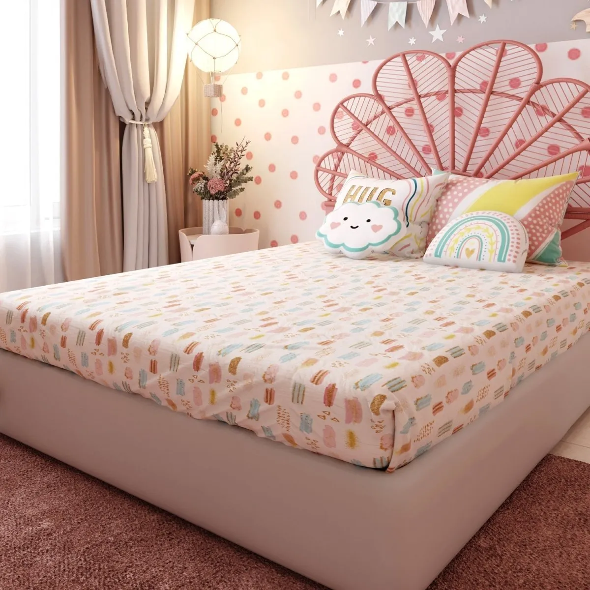 Fancy Fluff Kids Double Bedsheet Set- Boho Vibes