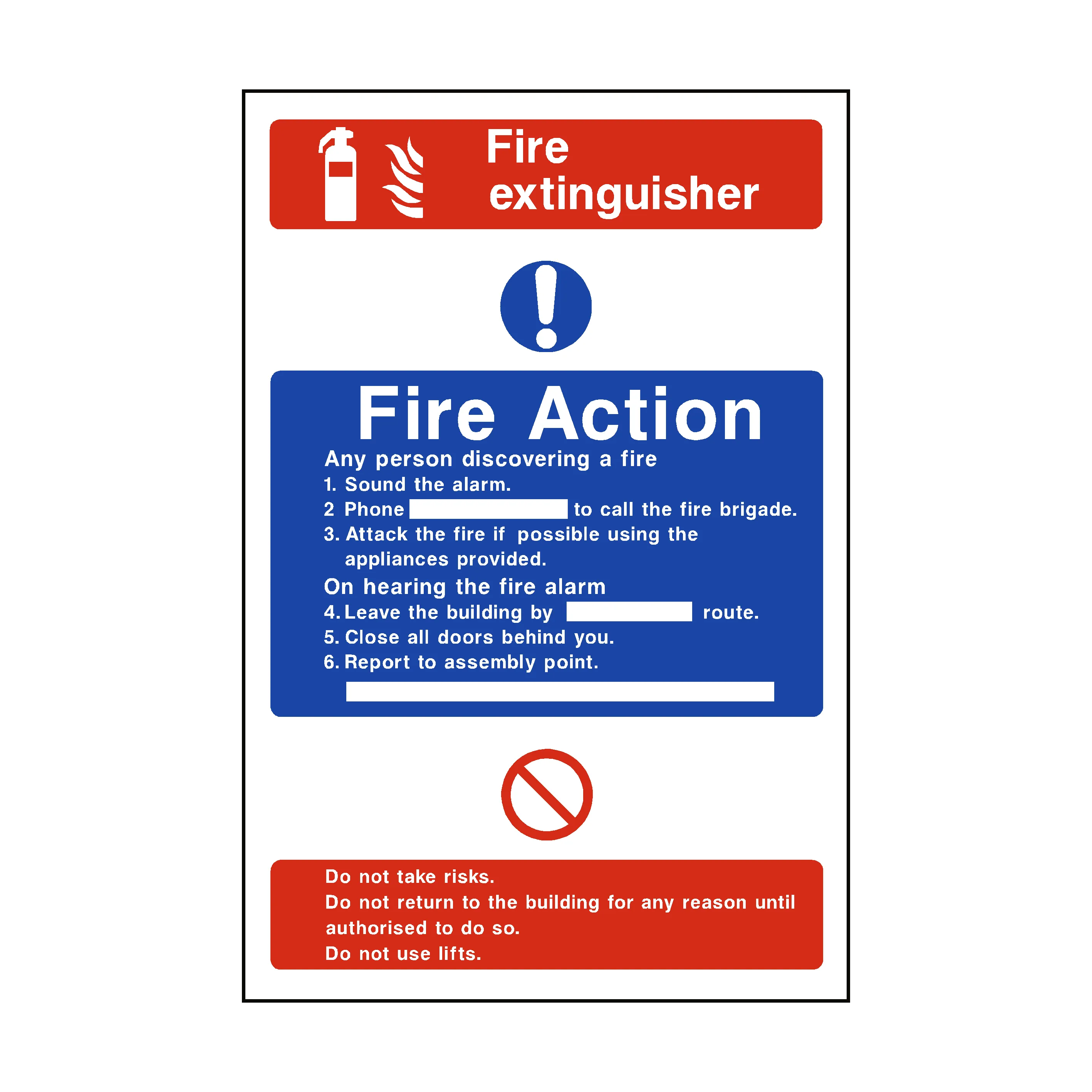 Fire Action Fire Extinguisher Sticker