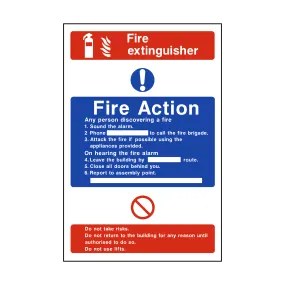 Fire Action Fire Extinguisher Sticker