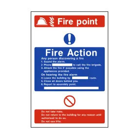 Fire Action Fire Point Sign