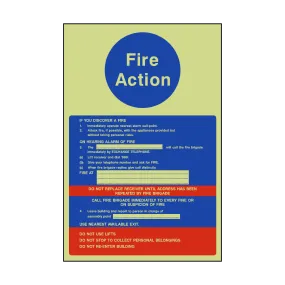 Fire Action Notice Version 2  Photoluminescent Sign