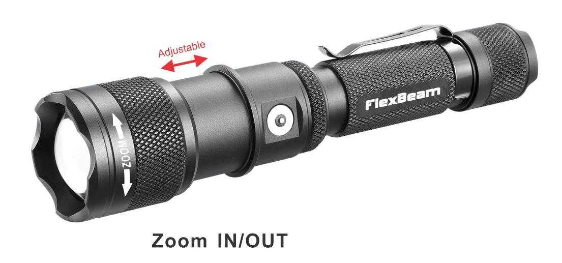 FlexBeam- 1200 Lumen Adjustable Beam Rechargeable Flashlight -New Release Limited Quanities