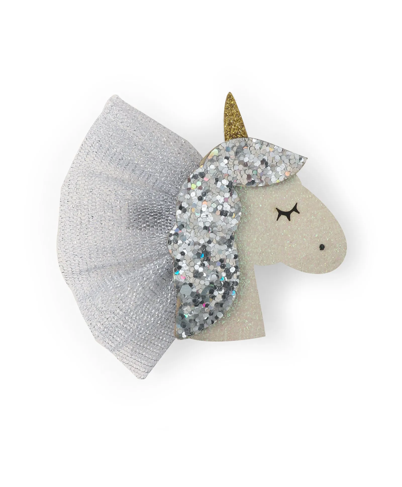 Glitter Unicorn Alligator Clip - Silver