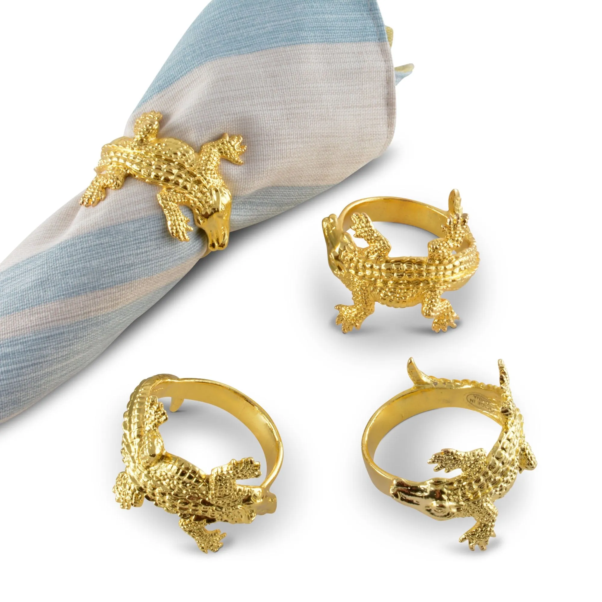 Gold Alligator Napkin Rings