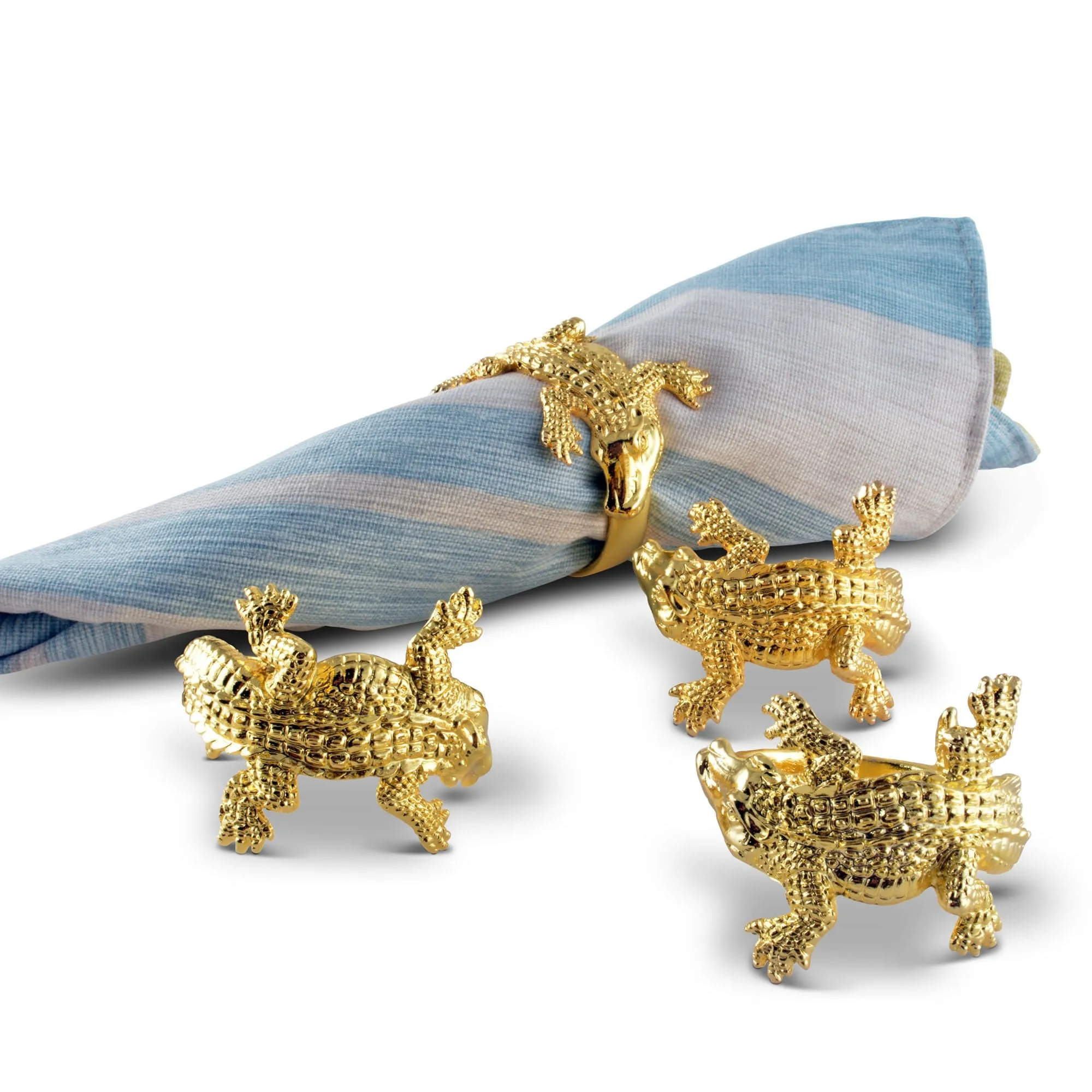 Gold Alligator Napkin Rings