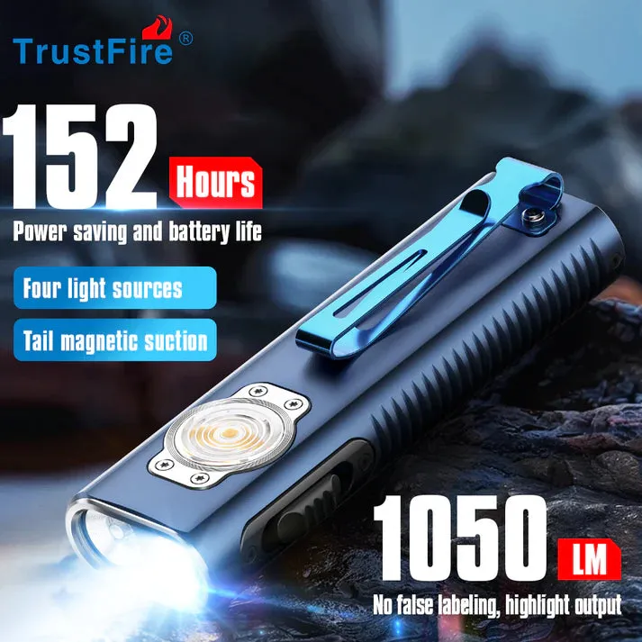 Gray Titanium Gold-TrustFire Mini X3 EDC Multi-Function Flashlight Available with white light, flood light, green laser, and UV or red light options(BUY NOW AND ENJOY AUTOMATIC 20% OFF)