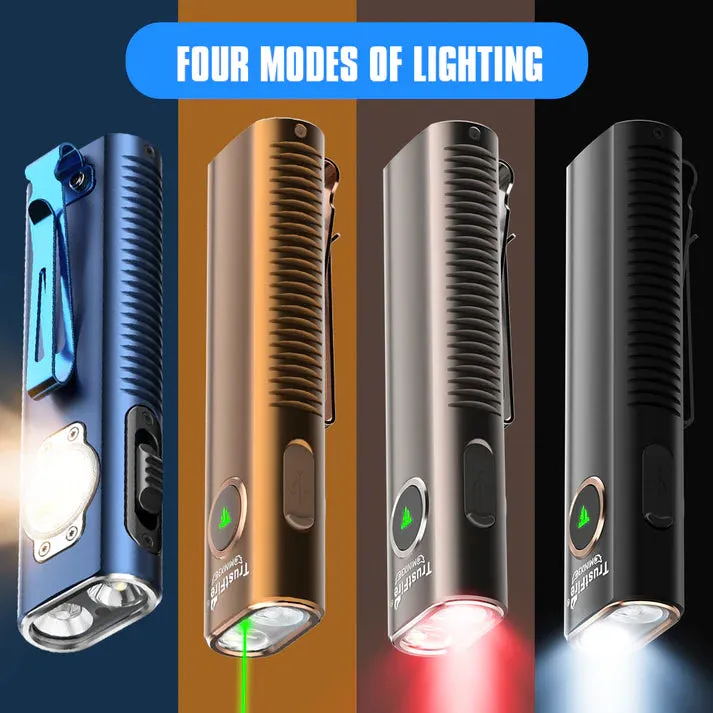 Gray Titanium Gold-TrustFire Mini X3 EDC Multi-Function Flashlight Available with white light, flood light, green laser, and UV or red light options(BUY NOW AND ENJOY AUTOMATIC 20% OFF)