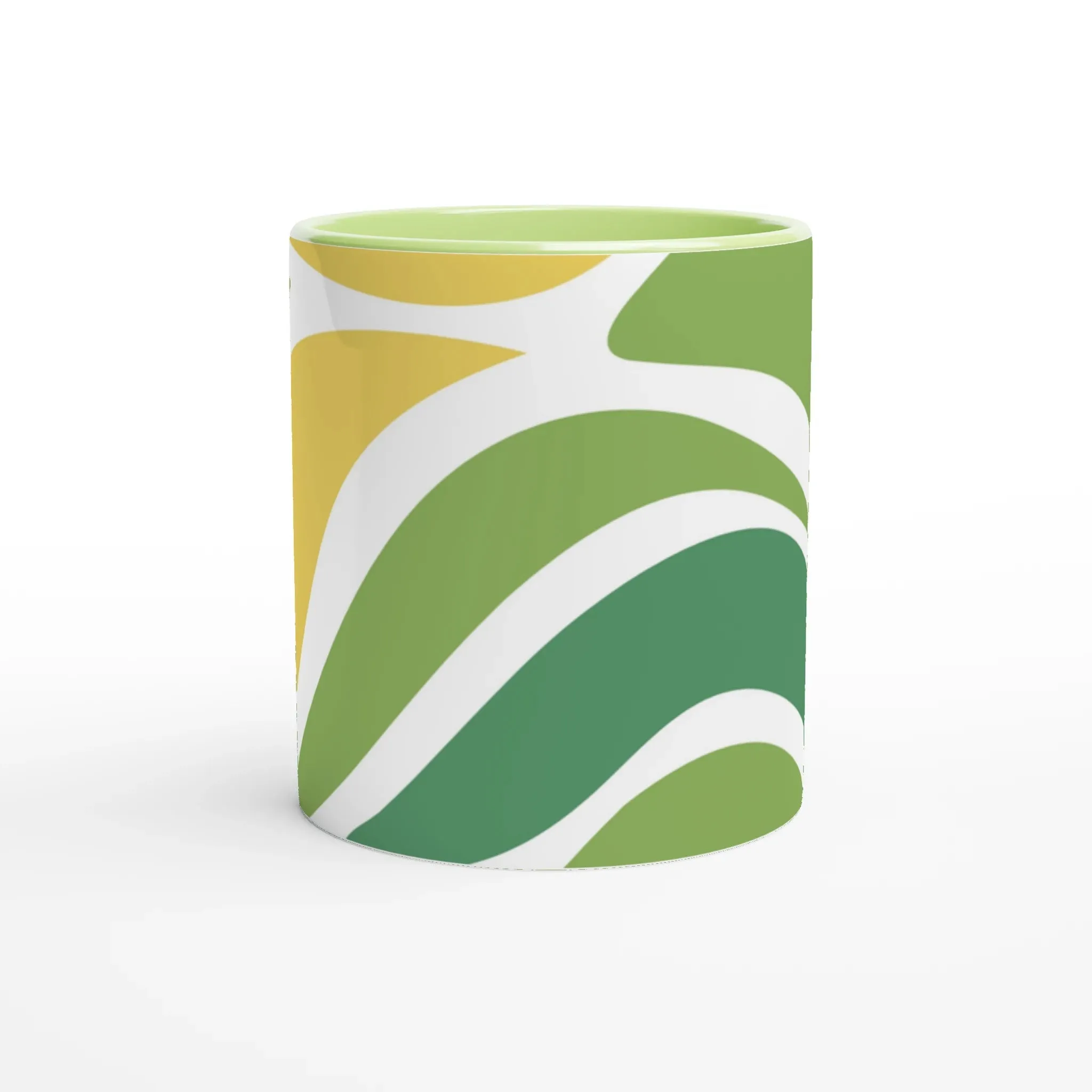 Green Ceramic Mug with Abstract Organic Pattern