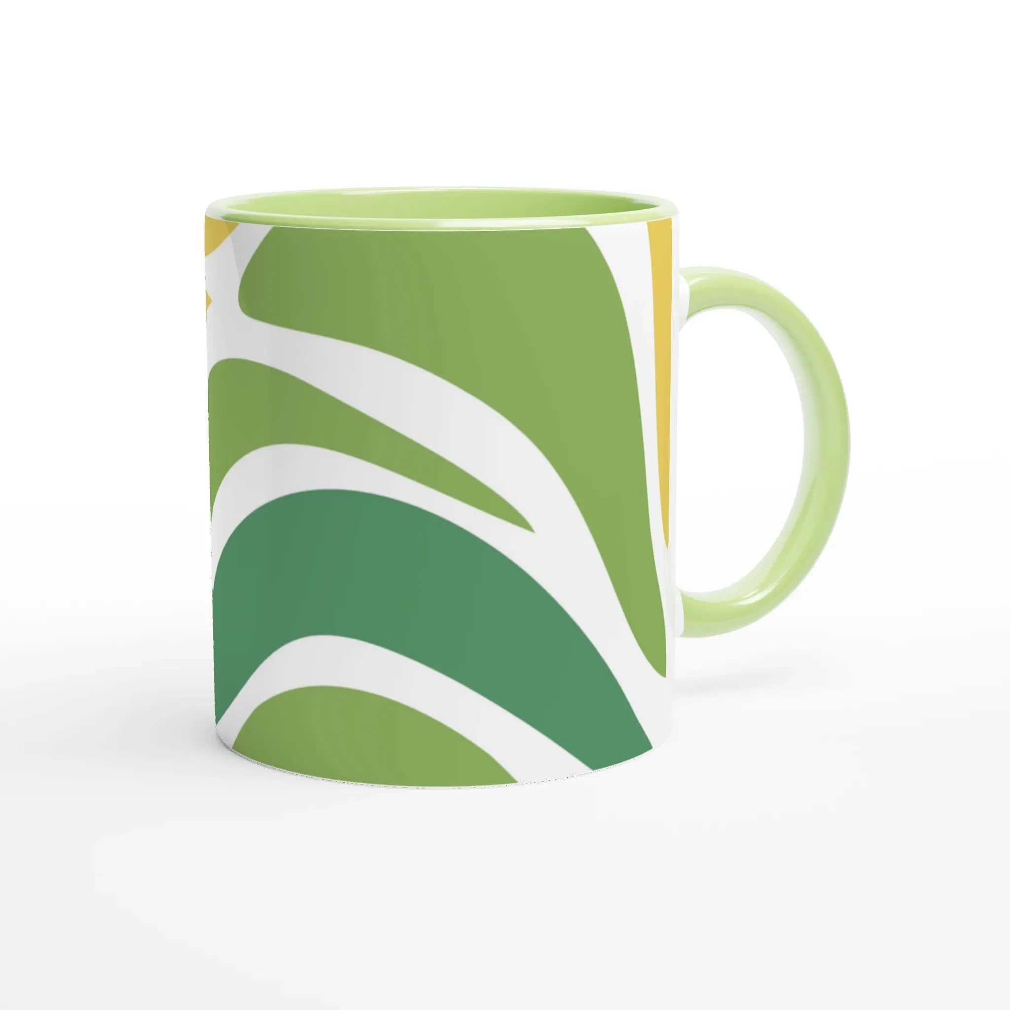 Green Ceramic Mug with Abstract Organic Pattern