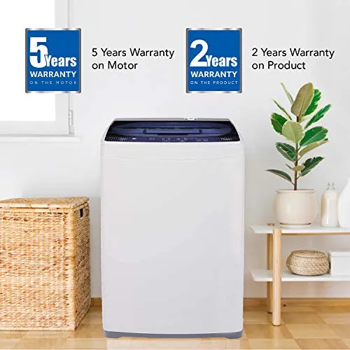 Haier 6.2 Kg Fully-Automatic Top Loading Washing Machine (HWM62-AE, White with Blue lid)