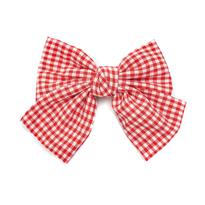 Hair Bands Summer Plaid Fabric Bow Spring Clip