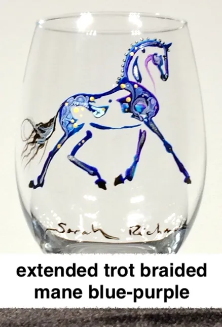 Hand-painted stemless Wine glass- equine image