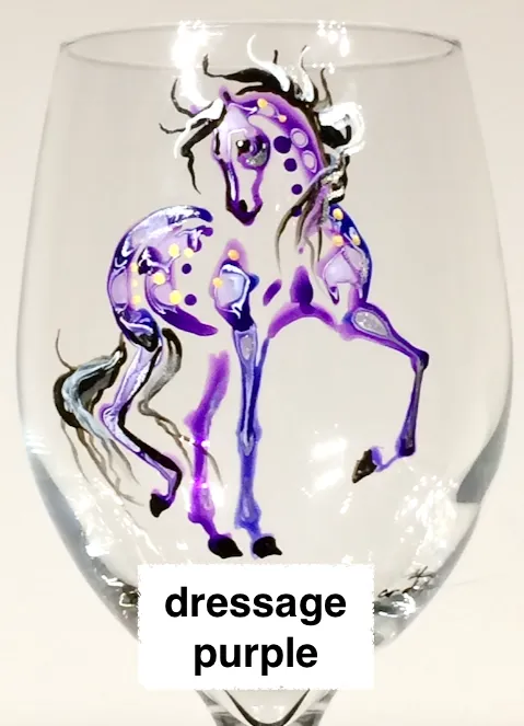 Hand-painted stemless Wine glass- equine image