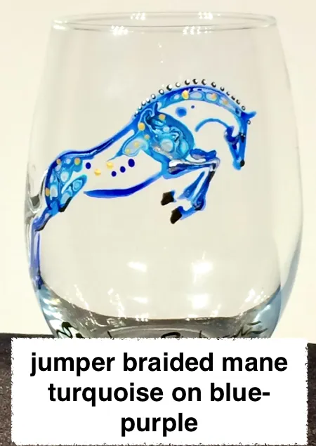 Hand-painted stemless Wine glass- equine image