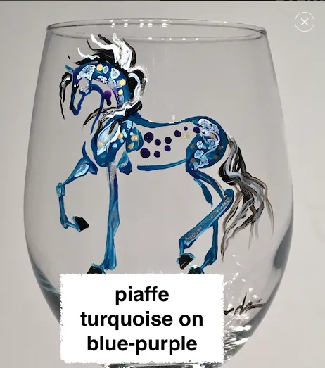 Hand-painted stemless Wine glass- equine image