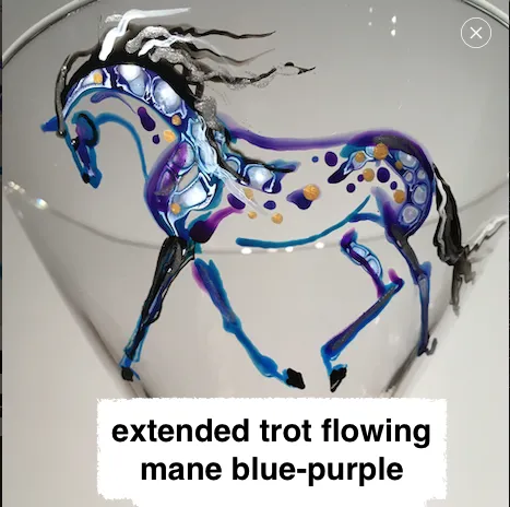 Hand-painted stemless Wine glass- equine image