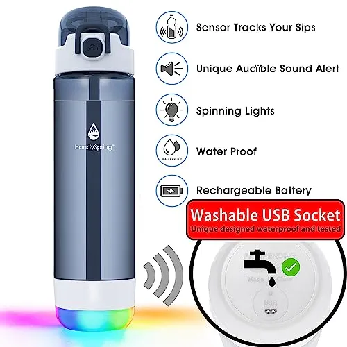 HANDYSPRING Smart Water Bottle with Reminder To Drink Water Lights And Sound