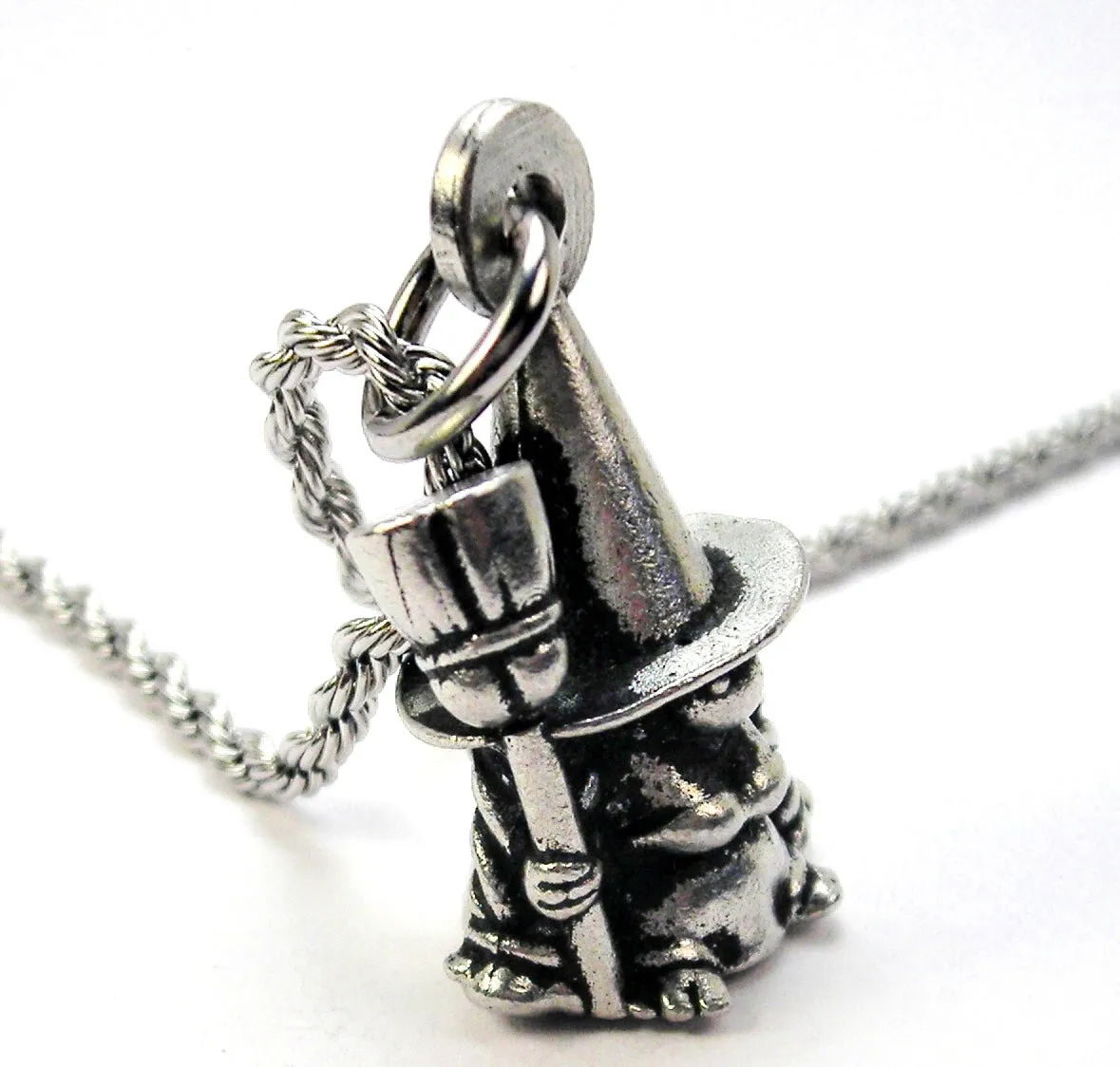 Haunted Warty Witch Gnome Charm Necklace