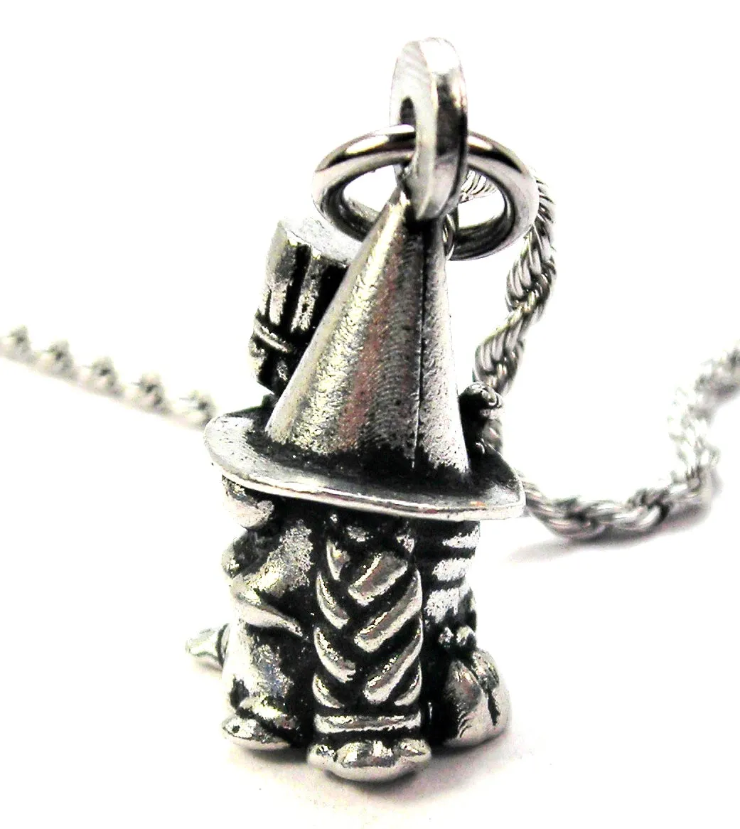 Haunted Warty Witch Gnome Charm Necklace