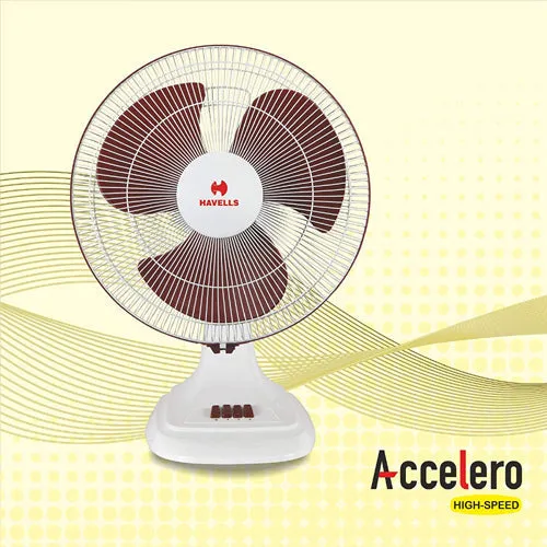 Havells Accelero High Speed 2000RPM 400 Mm 3 Blade Table Fan  (Red, White)