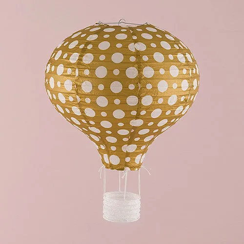 HOT AIR BALLOON PAPER LANTERN SET IN GOLD AND WHITE (3/pkg)