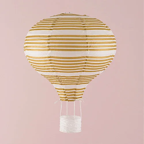 HOT AIR BALLOON PAPER LANTERN SET IN GOLD AND WHITE (3/pkg)