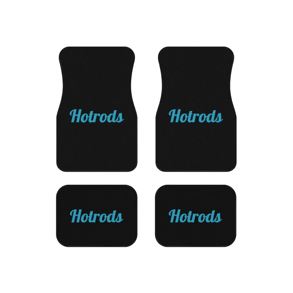 Hotrods Car Mats (Set of 4) - Black w/Blue print