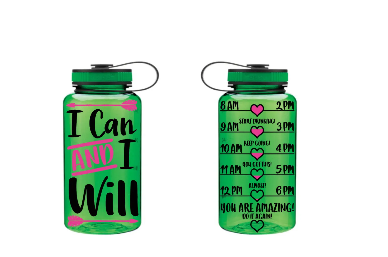 I Can and I Will Water Bottle, Wide Mouth Water Bottle, Water Bottle, Motivational Water Bottle, Fitness Water Tracker, Arrow