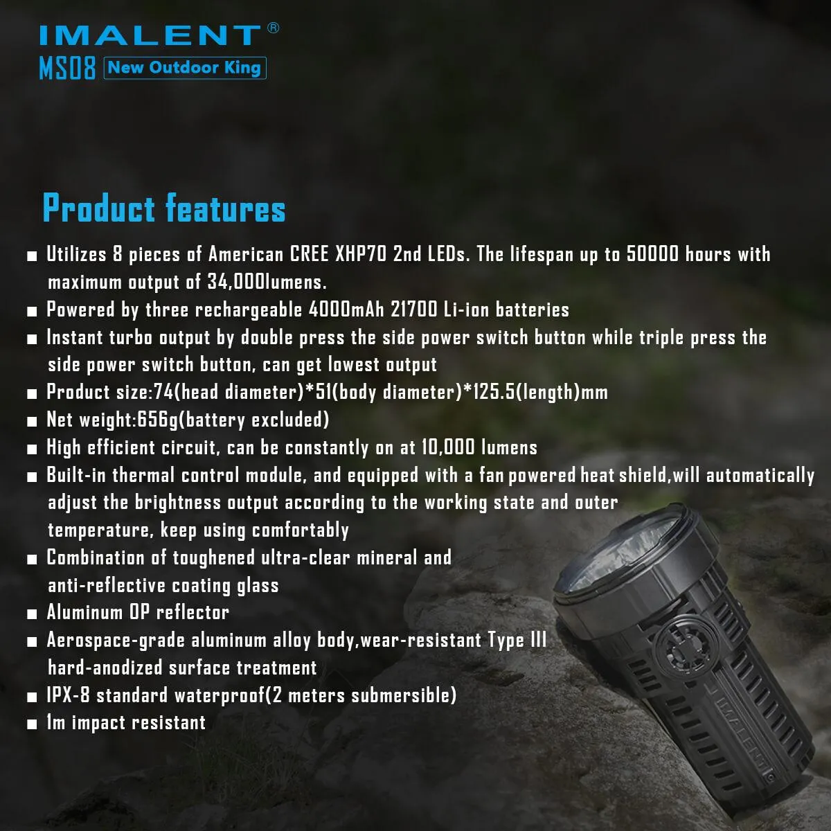 IMALENT MS08 2nd 34000 lumen flashlight