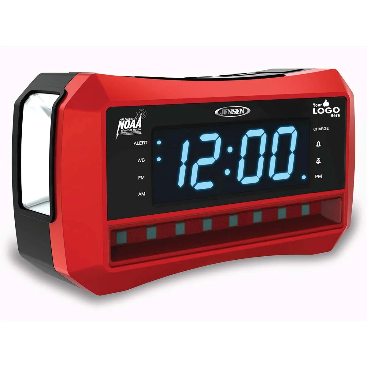 Jensen Audio Digital AM/FM Weather Band Alarm Clock Radio with NOAA Weather Alert & Flashlight