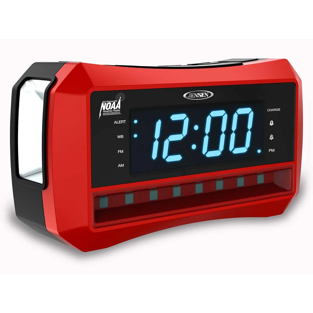 Jensen Audio Digital AM/FM Weather Band Alarm Clock Radio with NOAA Weather Alert & Flashlight