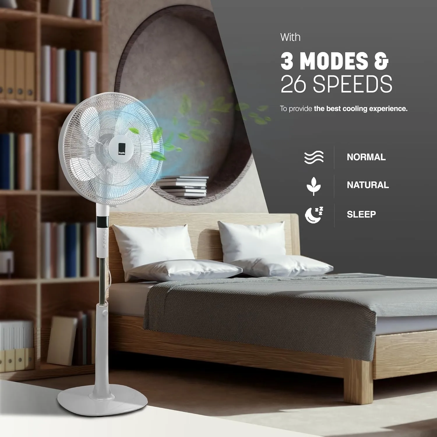 KEPLIN 16 Inch Pedestal Fan 26-Speed, 10 Blades Standing Fan, Remote Control & LED Display Adjustable Height, Turbo Wind Speed,3 Modes, 24-Hour Timer & 90° Oscillation for Home,Office & Bedroom