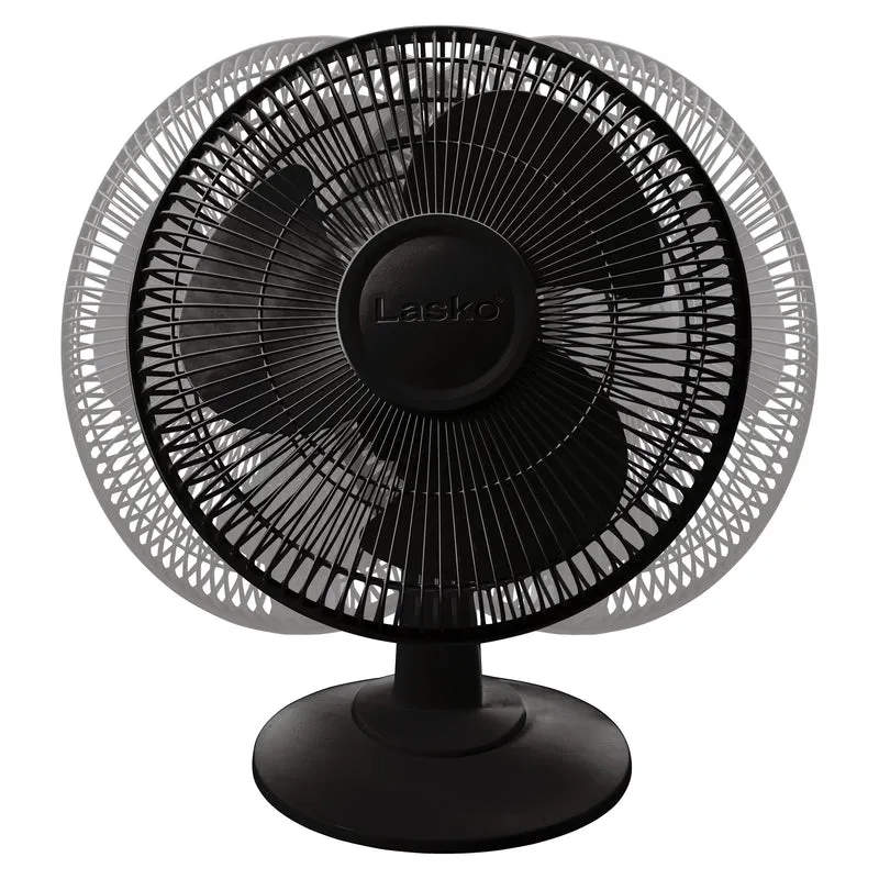 Lasko 16.5 in. H X 12 in. D 3 speed Oscillating Table Fan