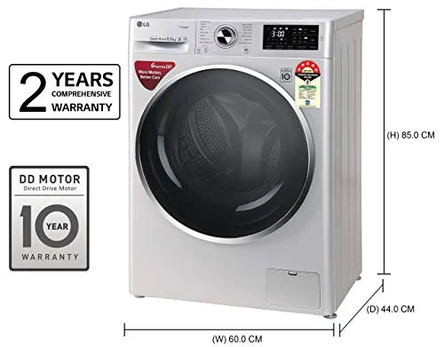 LG 6.5 Kg 5 Star Inverter Fully-Automatic Front Loading Washing Machine (FHT1265ZNL, Luxury Silver, 6 Motion Direct Drive)