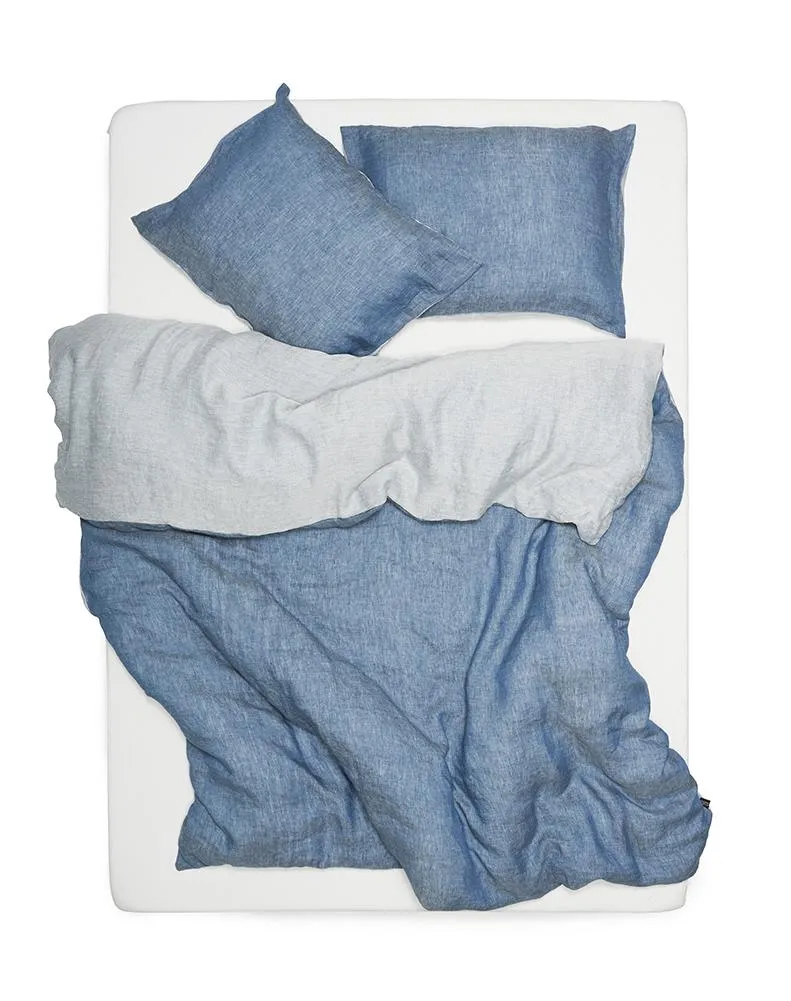 Linen Bedding Two Tone Stonewashed in Denim Color