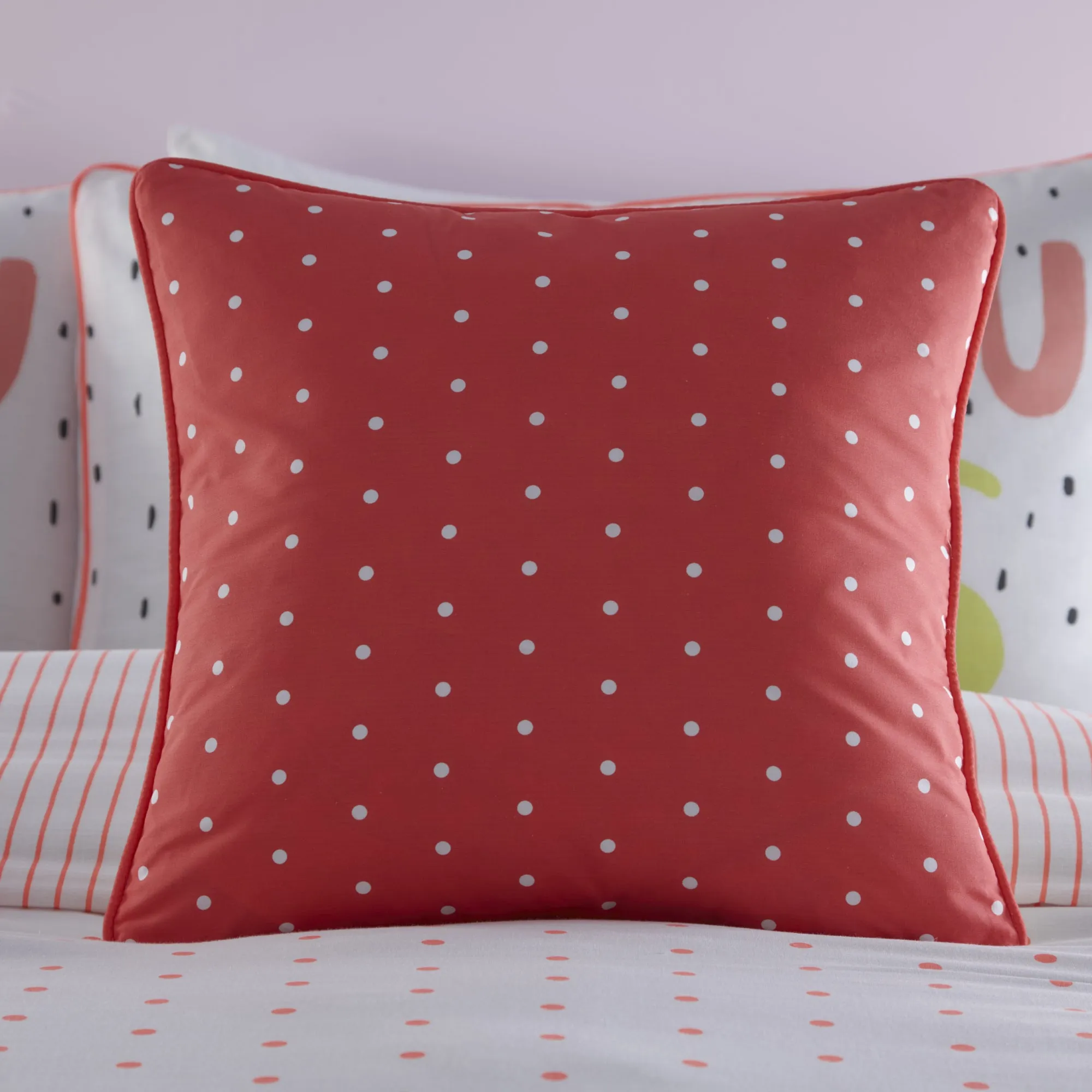 Love Filled Cushion by Appletree Kids in Coral 43 x 43cm