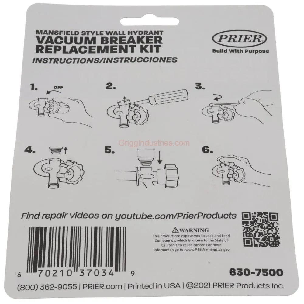 Mansfield Vacuum Breaker Repair Kit 630-7500