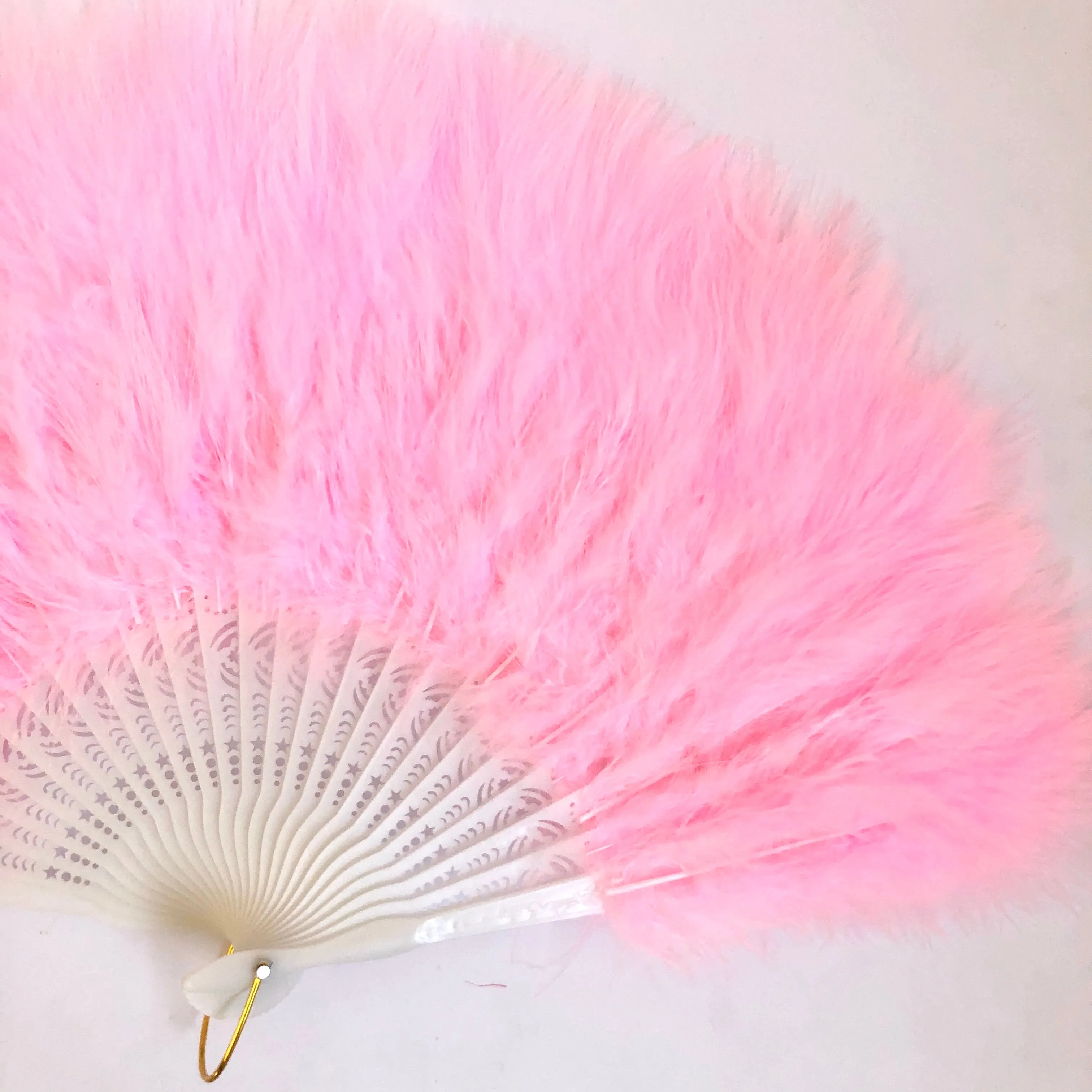 Marabou Large Deluxe Dainty Feather Fan -  Pink (Style 1)