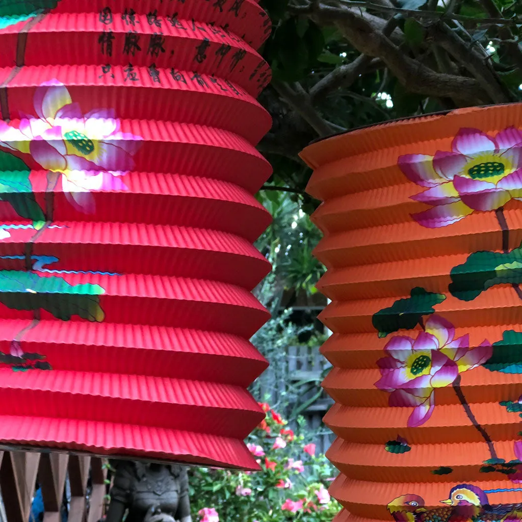 Massive Oriental Design Printed 6 Pack mixed corrugated paper lanterns