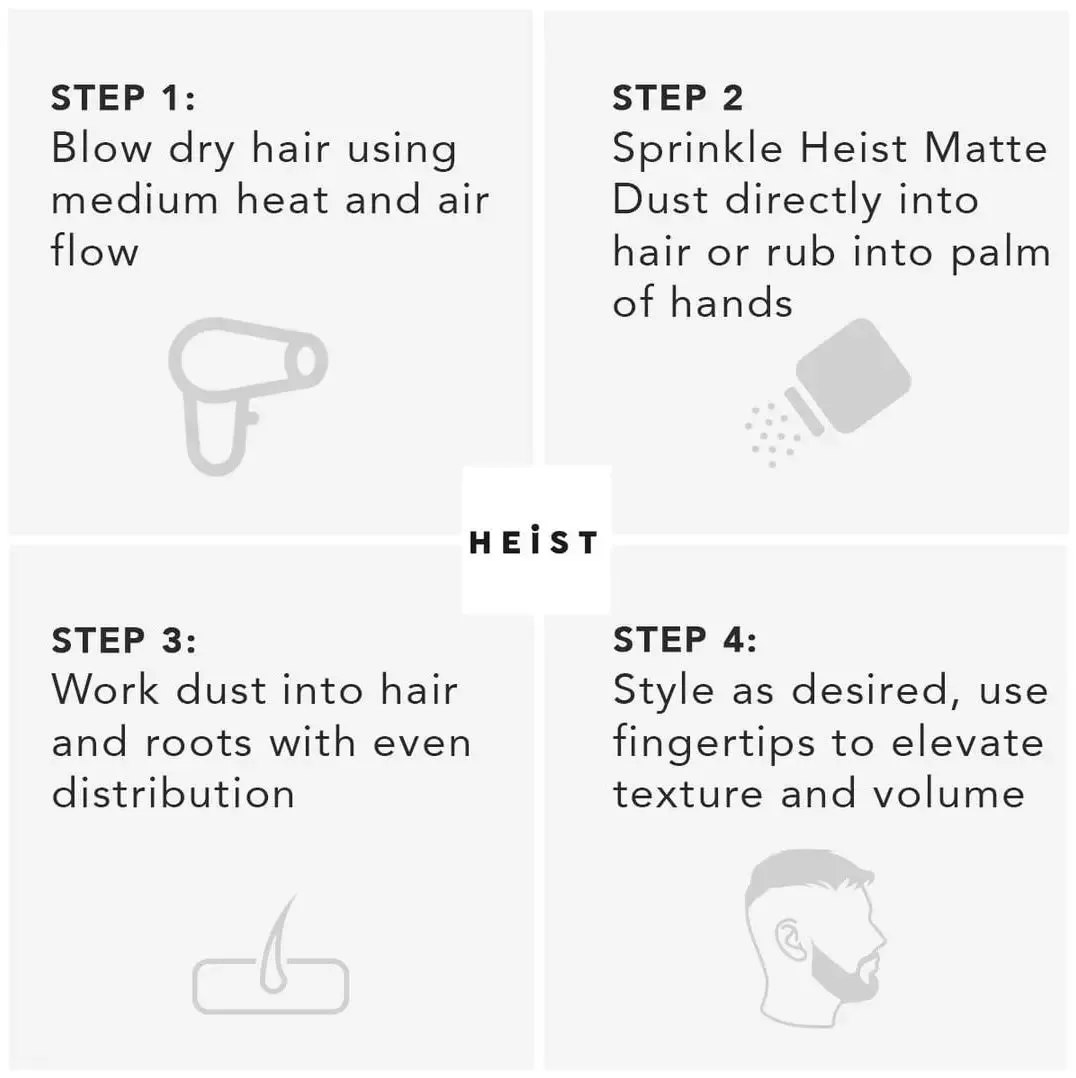 Matte Dust Hair Styling Powder by Heist Labs - Volume & Dry Texture (20g)