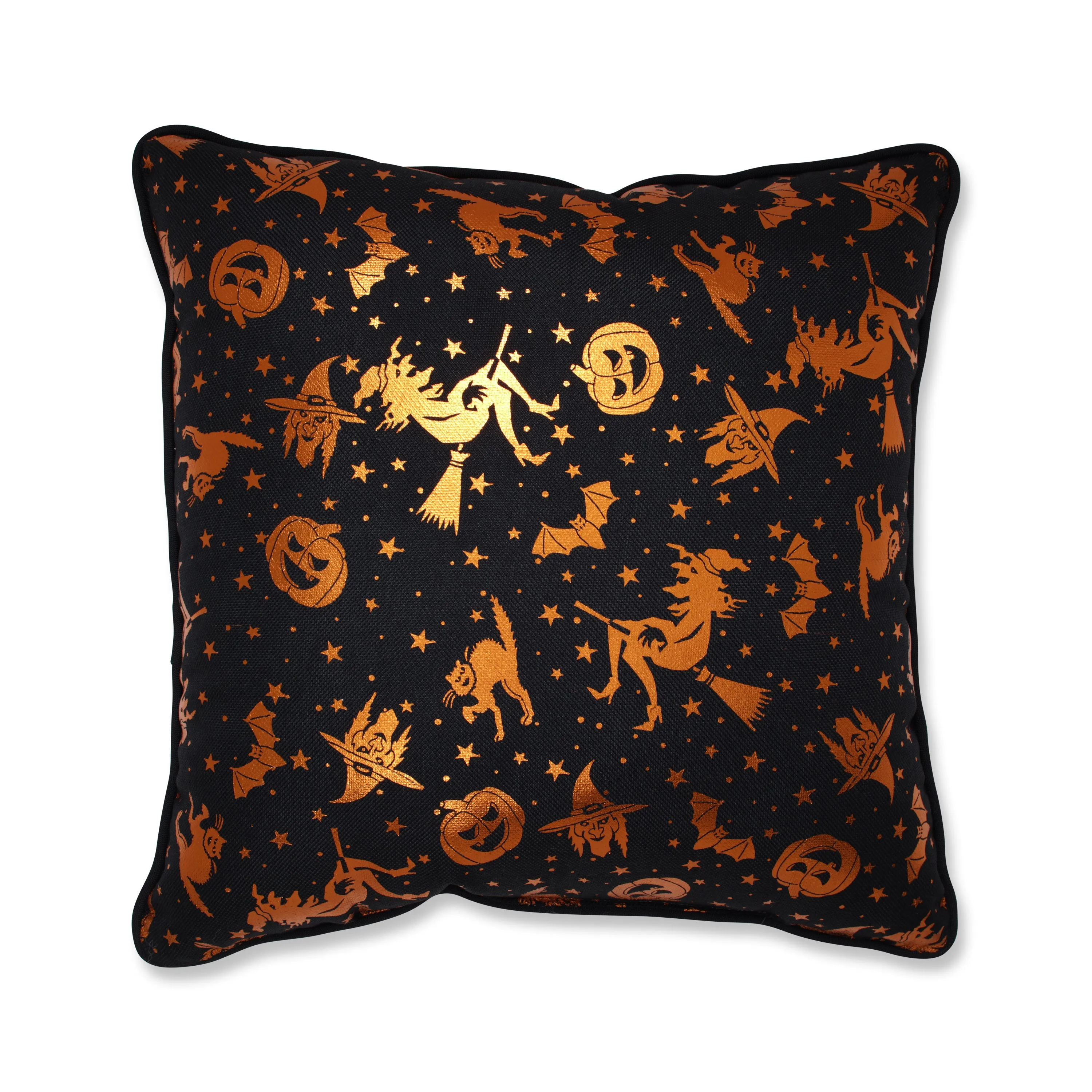 Metallic Halloween Black/Orange 16.5-inch Throw Pillow