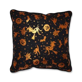 Metallic Halloween Black/Orange 16.5-inch Throw Pillow